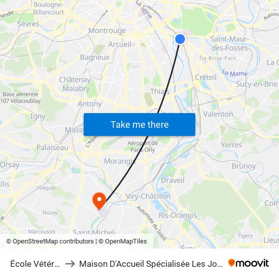 École Vétérinaire to Maison D'Accueil Spécialisée Les Jours Heureux map