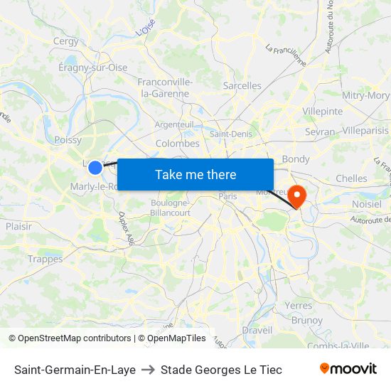 Saint-Germain-En-Laye to Stade Georges Le Tiec map