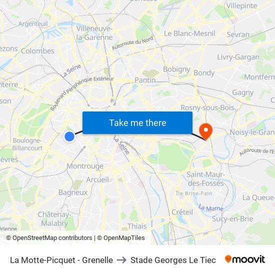 La Motte-Picquet - Grenelle to Stade Georges Le Tiec map