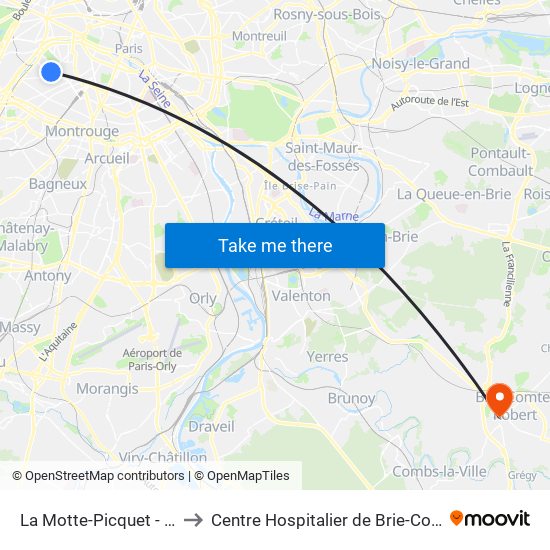 La Motte-Picquet - Grenelle to Centre Hospitalier de Brie-Comte-Robert map
