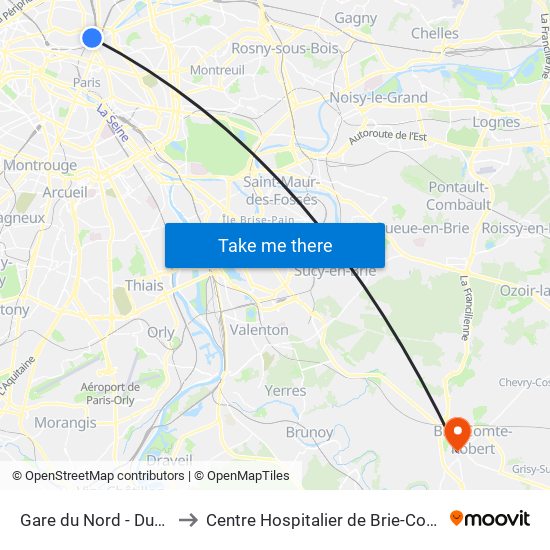 Gare du Nord - Dunkerque to Centre Hospitalier de Brie-Comte-Robert map