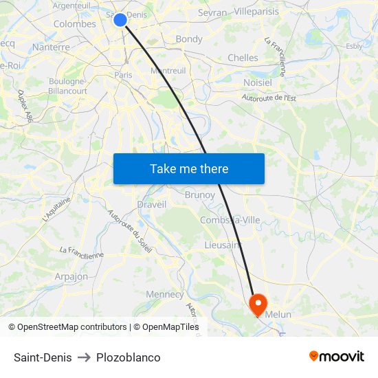 Saint-Denis to Plozoblanco map