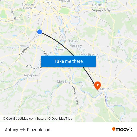 Antony to Plozoblanco map