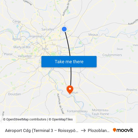 Aéroport Cdg (Terminal 3 – Roissypôle) to Plozoblanco map