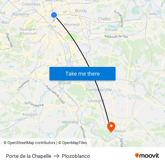 Porte de la Chapelle to Plozoblanco map