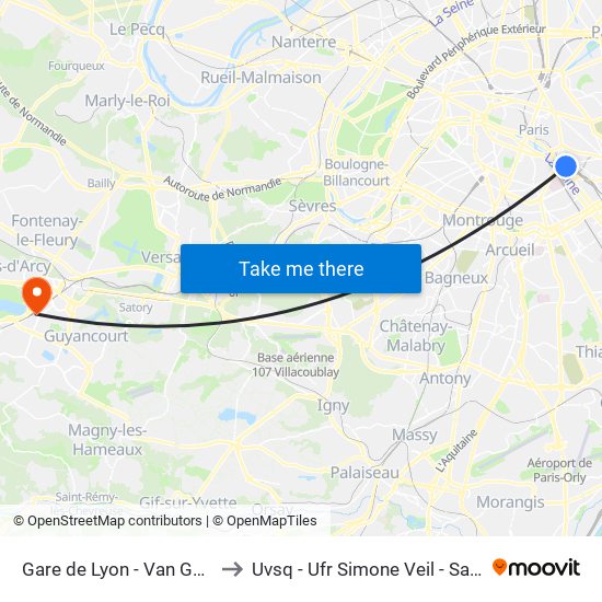 Gare de Lyon - Van Gogh to Uvsq - Ufr Simone Veil - Santé map