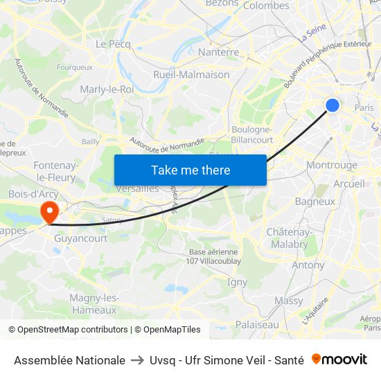 Assemblée Nationale to Uvsq - Ufr Simone Veil - Santé map