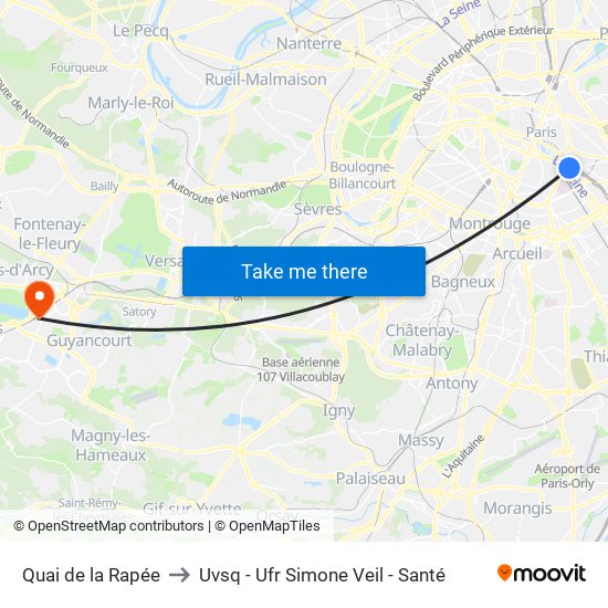 Quai de la Rapée to Uvsq - Ufr Simone Veil - Santé map