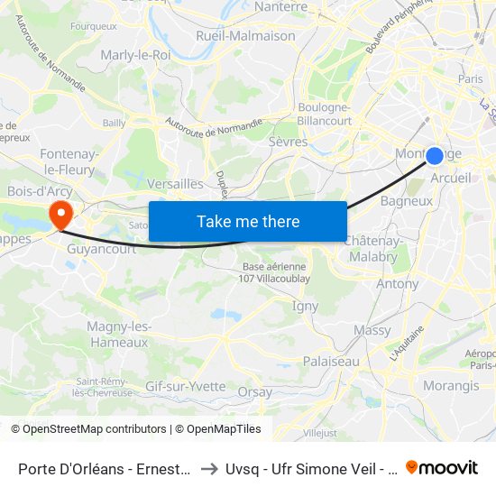 Porte D'Orléans - Ernest Reyer to Uvsq - Ufr Simone Veil - Santé map