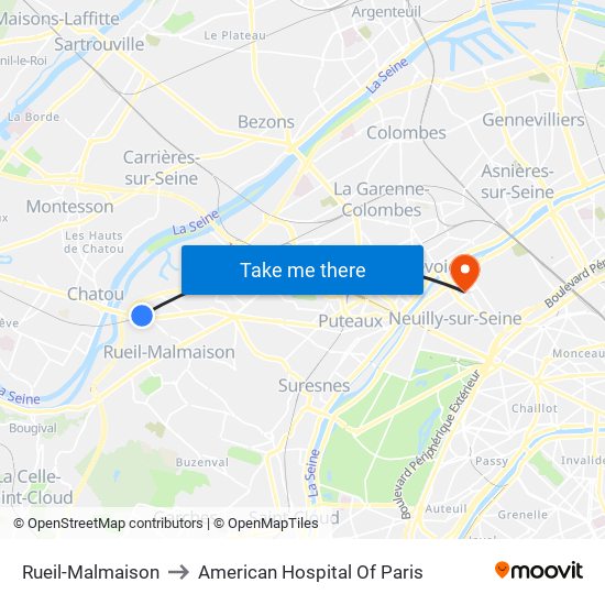 Rueil-Malmaison to American Hospital Of Paris map