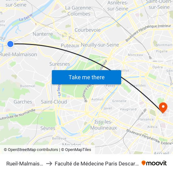 Rueil-Malmaison to Faculté de Médecine Paris Descartes map