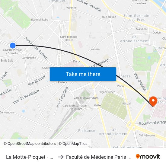 La Motte-Picquet - Grenelle to Faculté de Médecine Paris Descartes map