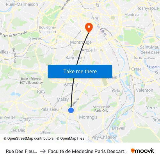 Rue Des Fleurs to Faculté de Médecine Paris Descartes map