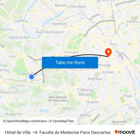Hôtel de Ville to Faculté de Médecine Paris Descartes map