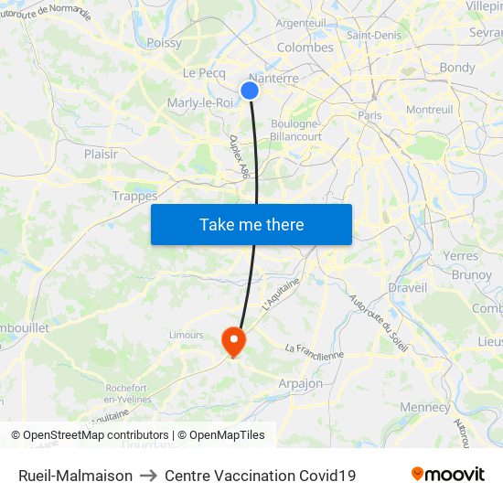 Rueil-Malmaison to Centre Vaccination Covid19 map