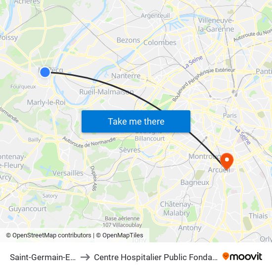Saint-Germain-En-Laye to Centre Hospitalier Public Fondation Vallée map