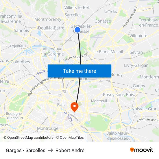 Garges - Sarcelles to Robert André map