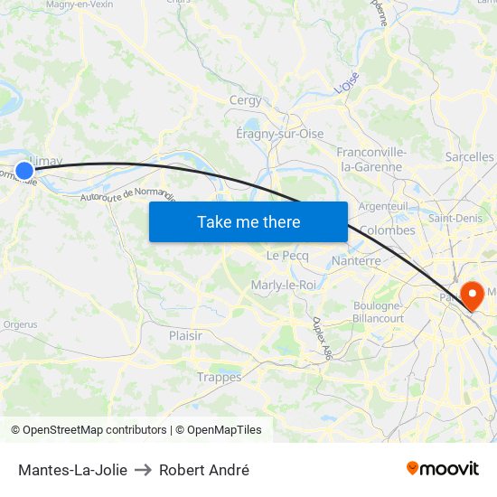 Mantes-La-Jolie to Robert André map