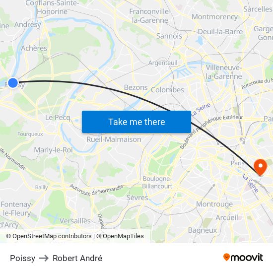 Poissy to Robert André map