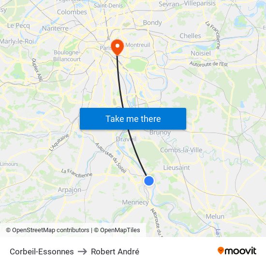 Corbeil-Essonnes to Robert André map