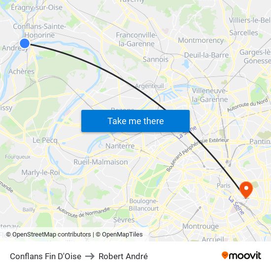 Conflans Fin D'Oise to Robert André map
