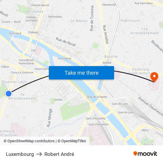 Luxembourg to Robert André map