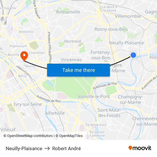 Neuilly-Plaisance to Robert André map