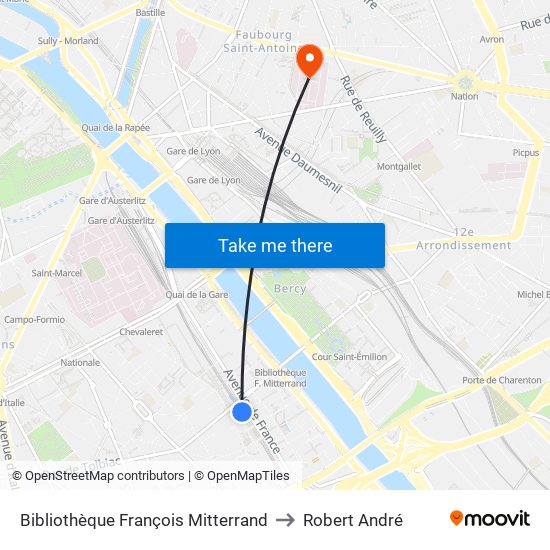 Bibliothèque François Mitterrand to Robert André map