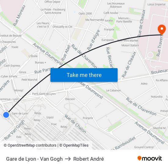 Gare de Lyon - Van Gogh to Robert André map
