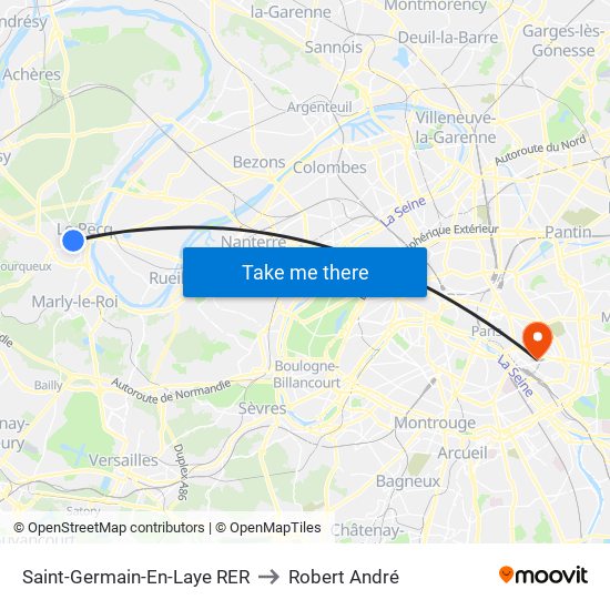 Saint-Germain-En-Laye RER to Robert André map