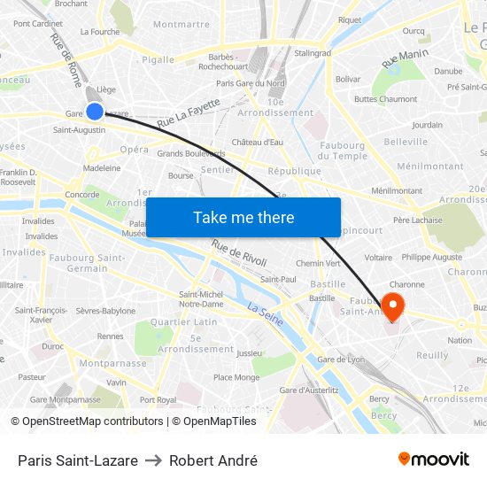 Paris Saint-Lazare to Robert André map