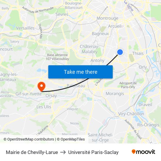 Mairie de Chevilly-Larue to Université Paris-Saclay map