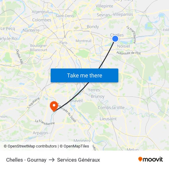 Chelles - Gournay to Services Généraux map