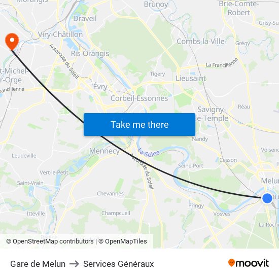 Gare de Melun to Services Généraux map