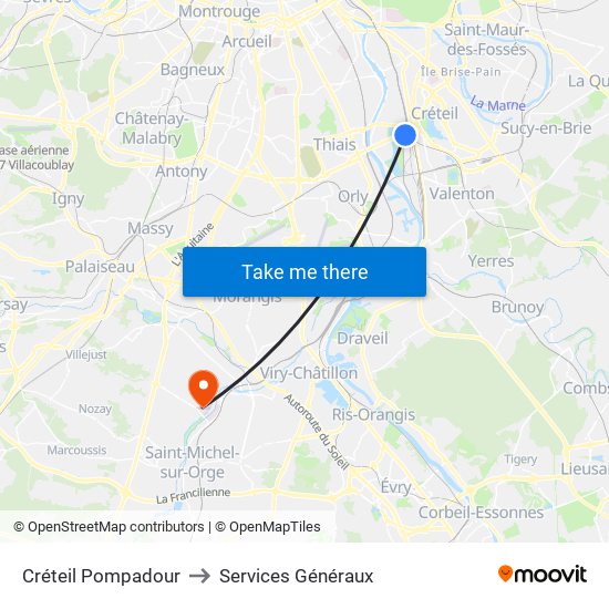 Créteil Pompadour to Services Généraux map