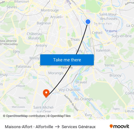 Maisons-Alfort - Alfortville to Services Généraux map