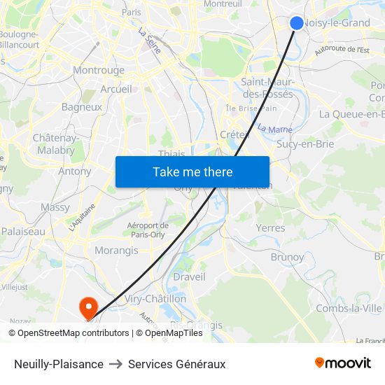 Neuilly-Plaisance to Services Généraux map