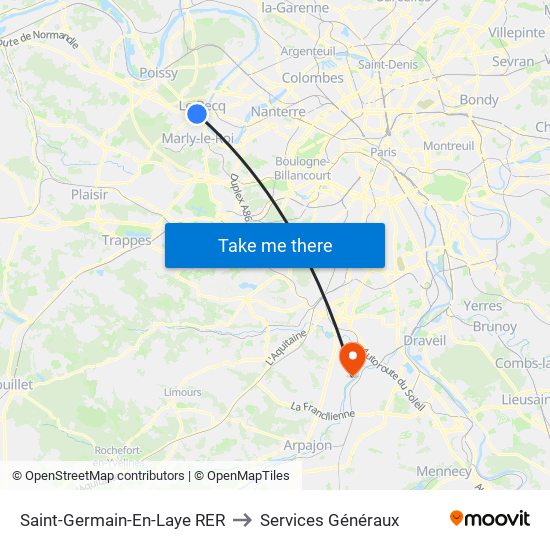 Saint-Germain-En-Laye RER to Services Généraux map