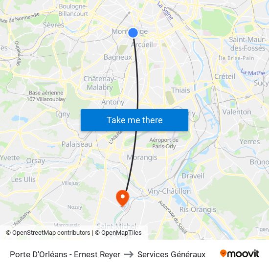 Porte D'Orléans - Ernest Reyer to Services Généraux map