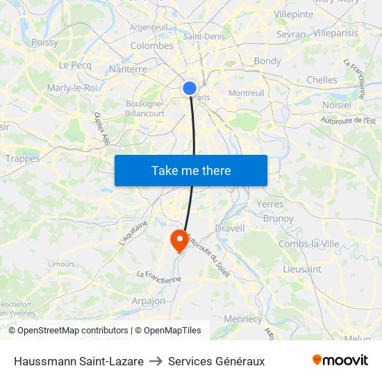 Haussmann Saint-Lazare to Services Généraux map