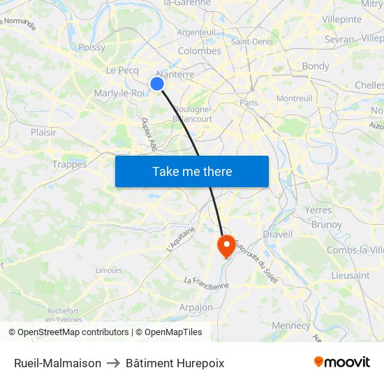 Rueil-Malmaison to Bâtiment Hurepoix map