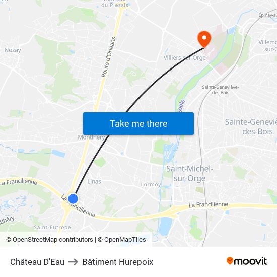 Château D'Eau to Bâtiment Hurepoix map