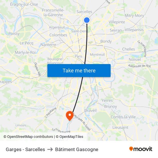 Garges - Sarcelles to Bâtiment Gascogne map