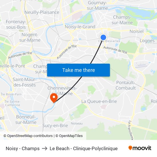 Noisy - Champs to Le Beach - Clinique-Polyclinique map
