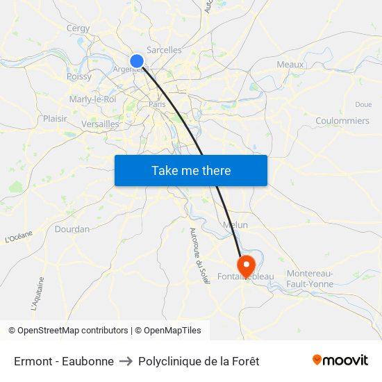 Ermont - Eaubonne to Polyclinique de la Forêt map