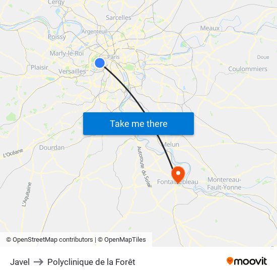 Javel to Polyclinique de la Forêt map