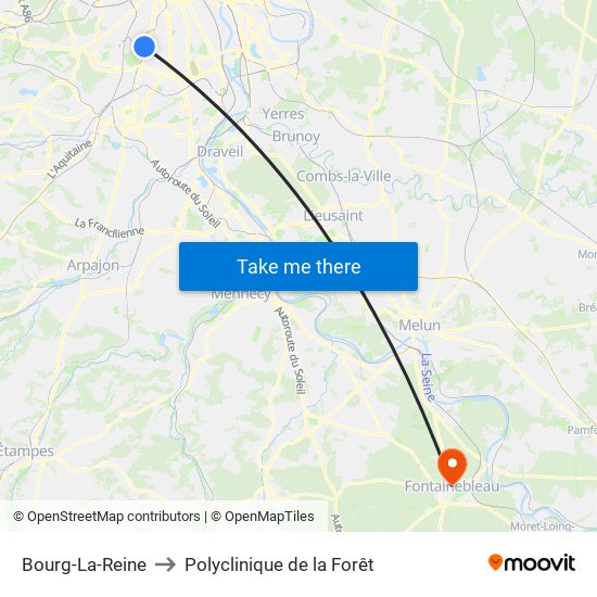 Bourg-La-Reine to Polyclinique de la Forêt map