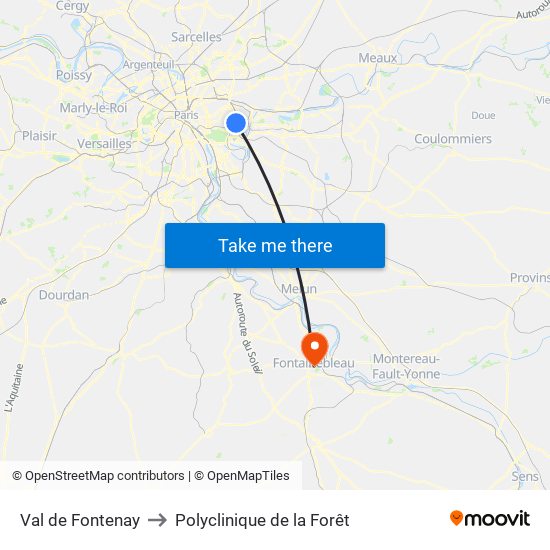Val de Fontenay to Polyclinique de la Forêt map