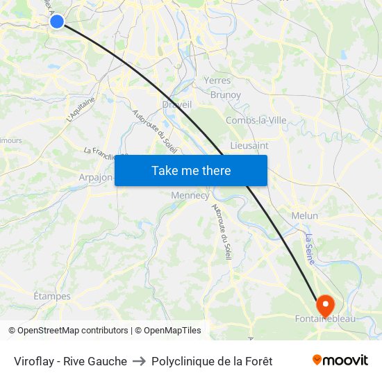 Viroflay - Rive Gauche to Polyclinique de la Forêt map