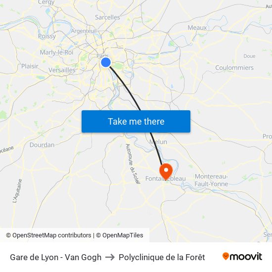 Gare de Lyon - Van Gogh to Polyclinique de la Forêt map
